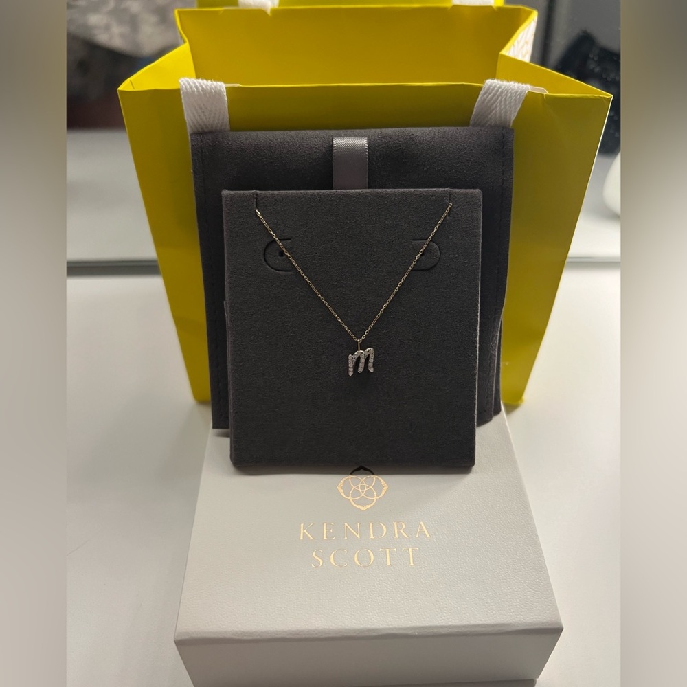 Kendra Scott Diamond Letter Pendant Necklace in 14k Gold